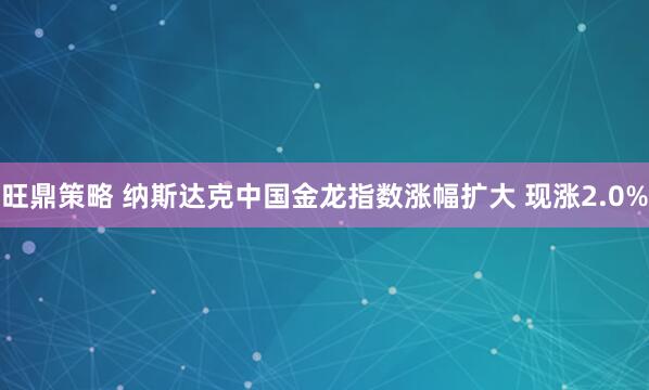 旺鼎策略 纳斯达克中国金龙指数涨幅扩大 现涨2.0%