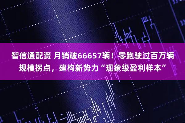 智信通配资 月销破66657辆！零跑驶过百万辆规模拐点，建构新势力“现象级盈利样本”